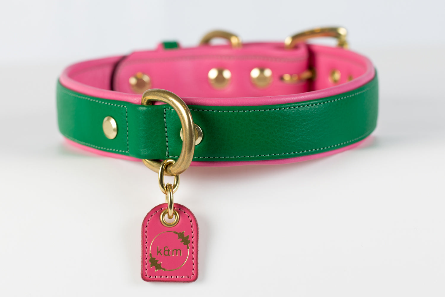 Pink and green dog collar sale