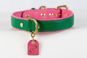 Emerald and Pink Dog Collar