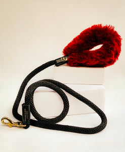 Genuine Shearling, Leather, & Nylon Rope Leash  For Dogs: Méribel Leash