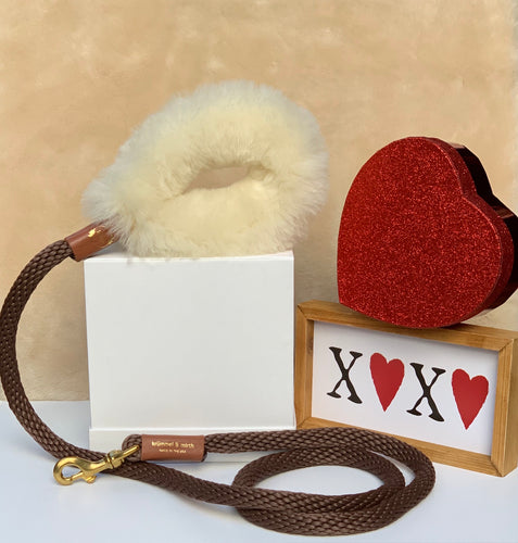 Genuine Shearling, Leather, & Nylon Rope Leash For Dogs: St. Moritz Leash
