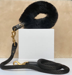 Genuine Shearling Grip, Leather/Nylon Rope Leash: Gstaad (The Set)